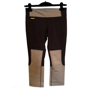 Lolë Panna Grey‎ Black Mesh Detail Workout Athletic  Performance Leggings Sz M